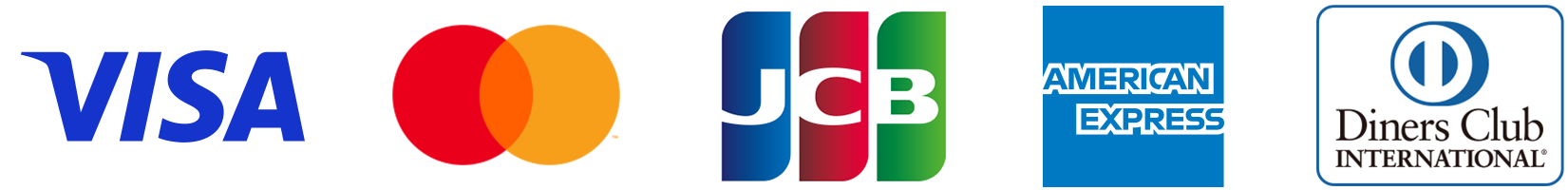 Visa、Mastercard、JCB、American Express、Diners Clubのロゴ